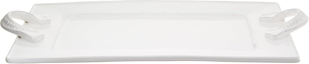 American Atelier Bianca Dash Rectangle Platter with Handles, White