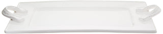 Bianca Dash Rectangle Platter with Handles by American Atelier – Large, Ceramic, White, Model 1562185