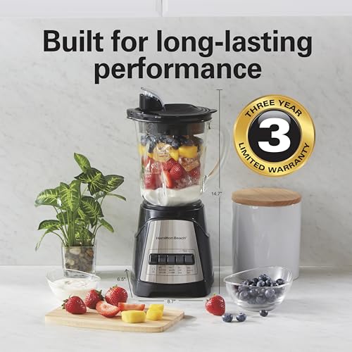 Hamilton Beach Black / 40 Oz. Glass Jar (Pack of 1) / Blender with 40 Oz Glass Jar Countertop Blenders