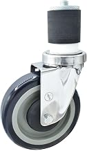 BK Resources 5" Polyurethane 2" Expanding Stainless Steel Stem Swivel Caster for Work Tables, NSF, 300lb Capacity Per Wheel