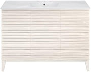 Swiss Madison Cascade 48" Freestanding Bathroom Vanity in White Oak with 3-Hole Widespread Sink Top