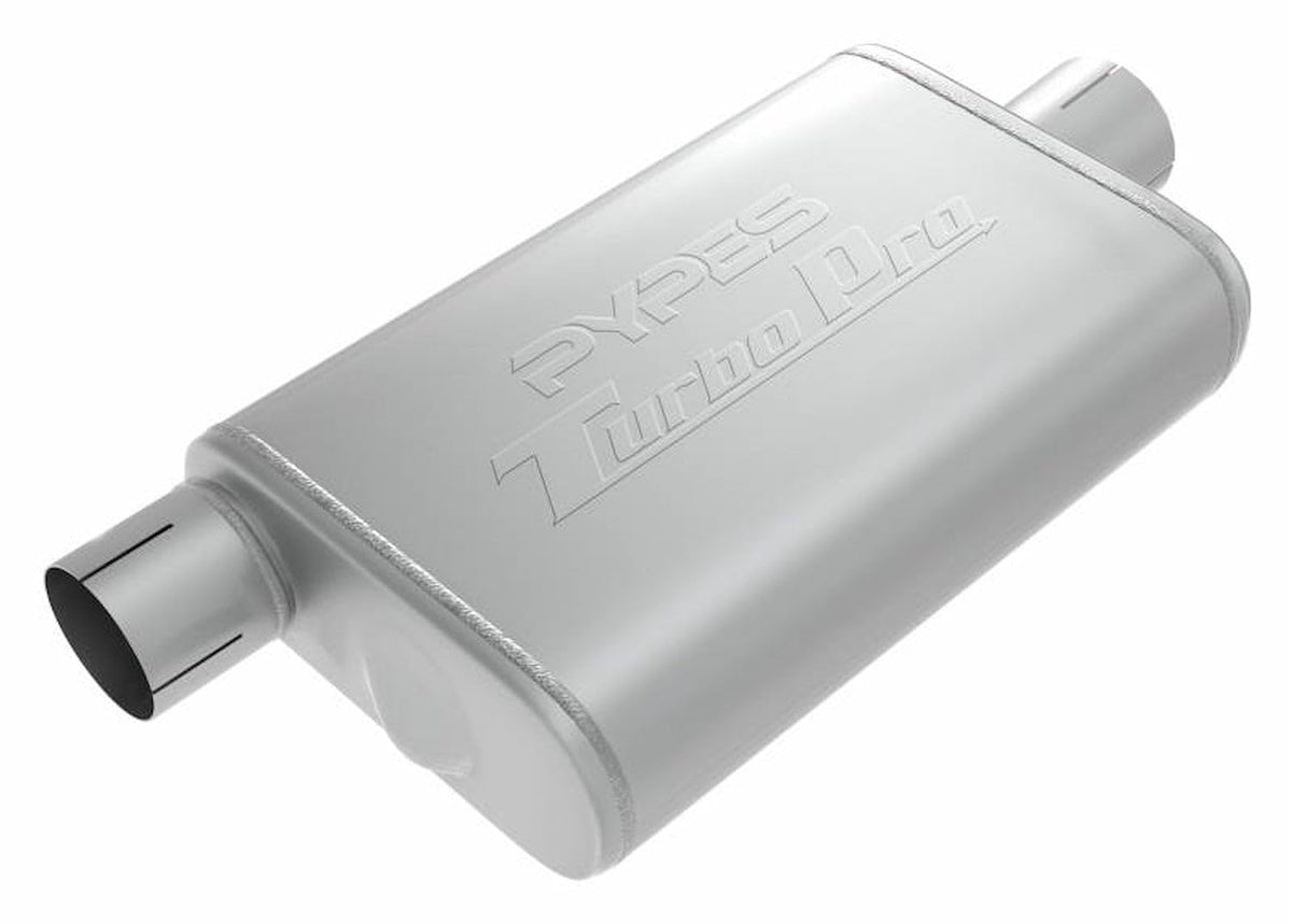 : Turbo Pro Muffler 2.5 Inch Offset Inlet/Center Outlet by Pypes Performance Exhaust – Stock, Stainless Steel, Multi, Model MVT13