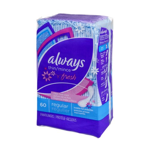 Fresh Incredibly Thin Daily Liners by Always – 60 EA, Cotton, Pack of 60, Model PPAX1210560