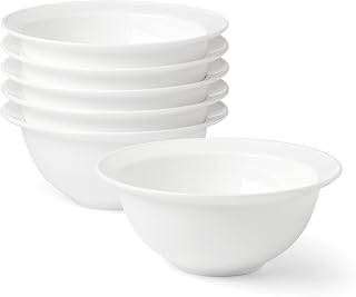 Lenox Studio 1414 Rimmed All-Purpose Bowls Set For 6 | Dinnerware Bowl | Bone China | Microwave Safe | Dishwasher Safe | White | Use as Pasta, Salad, Soup, Cereal or Ramen Bowl