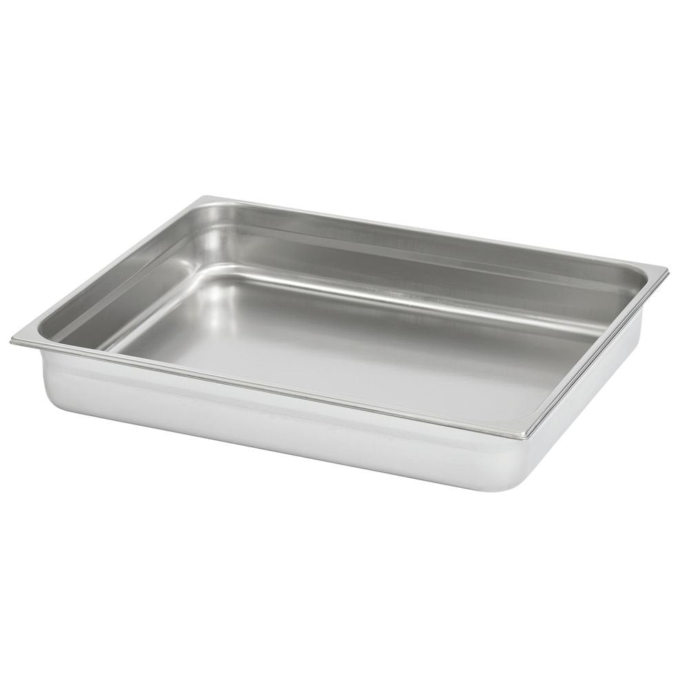 22 Gauge Stainless Steel 2/1 Double Wide Steam Table Pan - 25 5/8"L x 20 7/8"W x 4"D by Vollrath – 4" Deep, 4.0 inches, Stainless Steel, Silver, Model V211001
