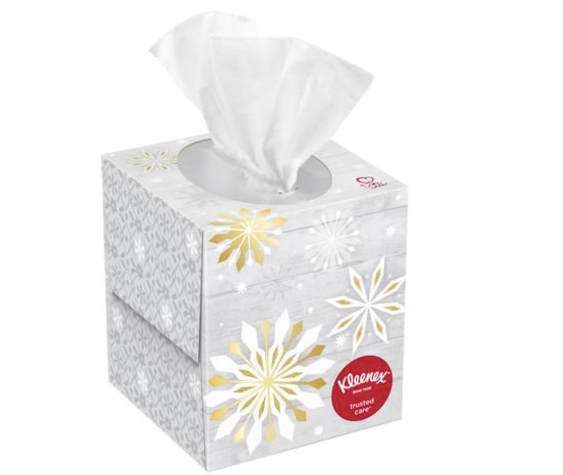 Christmas Holiday Tissues Decorator Packages Square by Kleenex – 55 Count (Pack of 2), Paper, Multicolor, Pack of 2, Model kleenex tissue