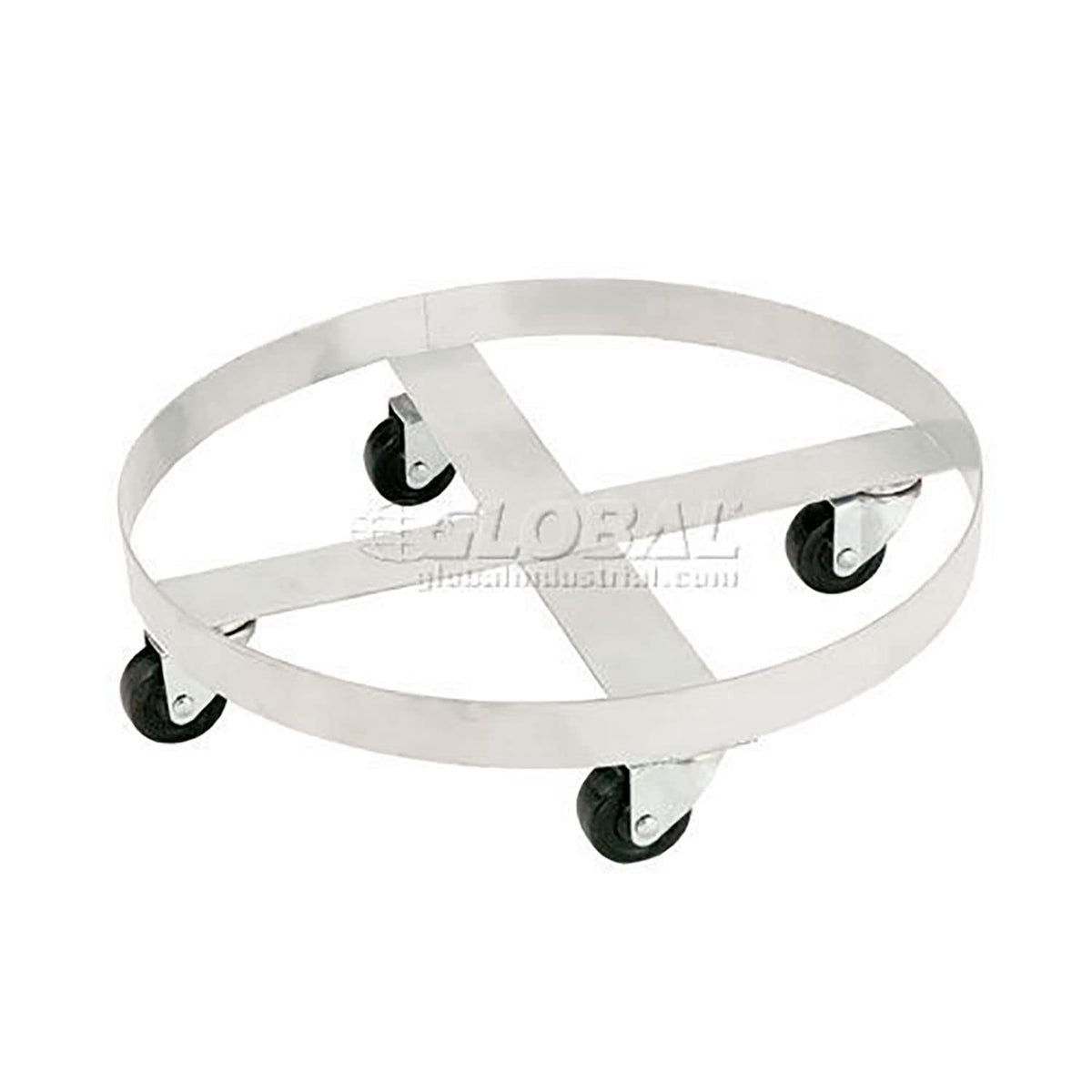 Stainless Steel Drum Dolly for 30 Gallon Drum by Global Industrial – 19.5"L x 19.5"W x 6.5"H, Stainless Steel, Gray, Model 233881