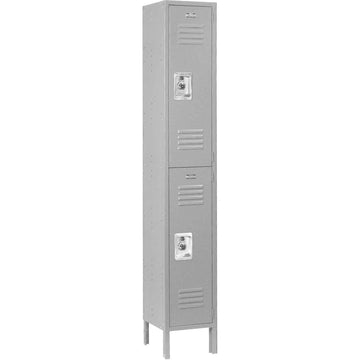 Infinity Two-Tier Two-Door Locker with Recessed Handle & by Global Industrial – Stainless Steel, Grey, Model 254123GY