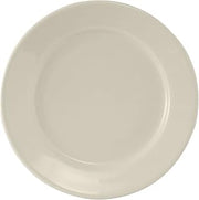 Tuxton China TRE-053 Plate, 13-1/8" Diameter, Round, Wide Rim, Rolled Edge, Microwave and Dishwasher Safe, Oven Proof, Fully Vitrified, Ceramic, Reno, American White/Eggshell, Pack of 6