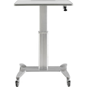 Sit-Stand Mobile Desk with Tablet Slot by Global Industrial – Steel, Silver / Gray, Model GL-WF-600-800