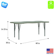 My Place Rectangular Table by Tot Mate – unspecified, 3/4" Thick Industrial Grade Wood With Laminate Surfacing, Shadow Elm Gray, Model TM9428