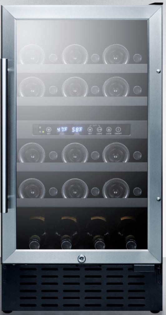 Summit 18” Wine Cellar by Summit Appliance – 18", 3.3 cubic_feet, Glass / Black, Model SWC182Z