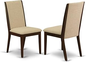 Furnifact Upholstered Parsons Dining Chair with High Back, Fabric Kitchen Chair for Dining Room Table Set and Seating, Light Tan, Set of 2