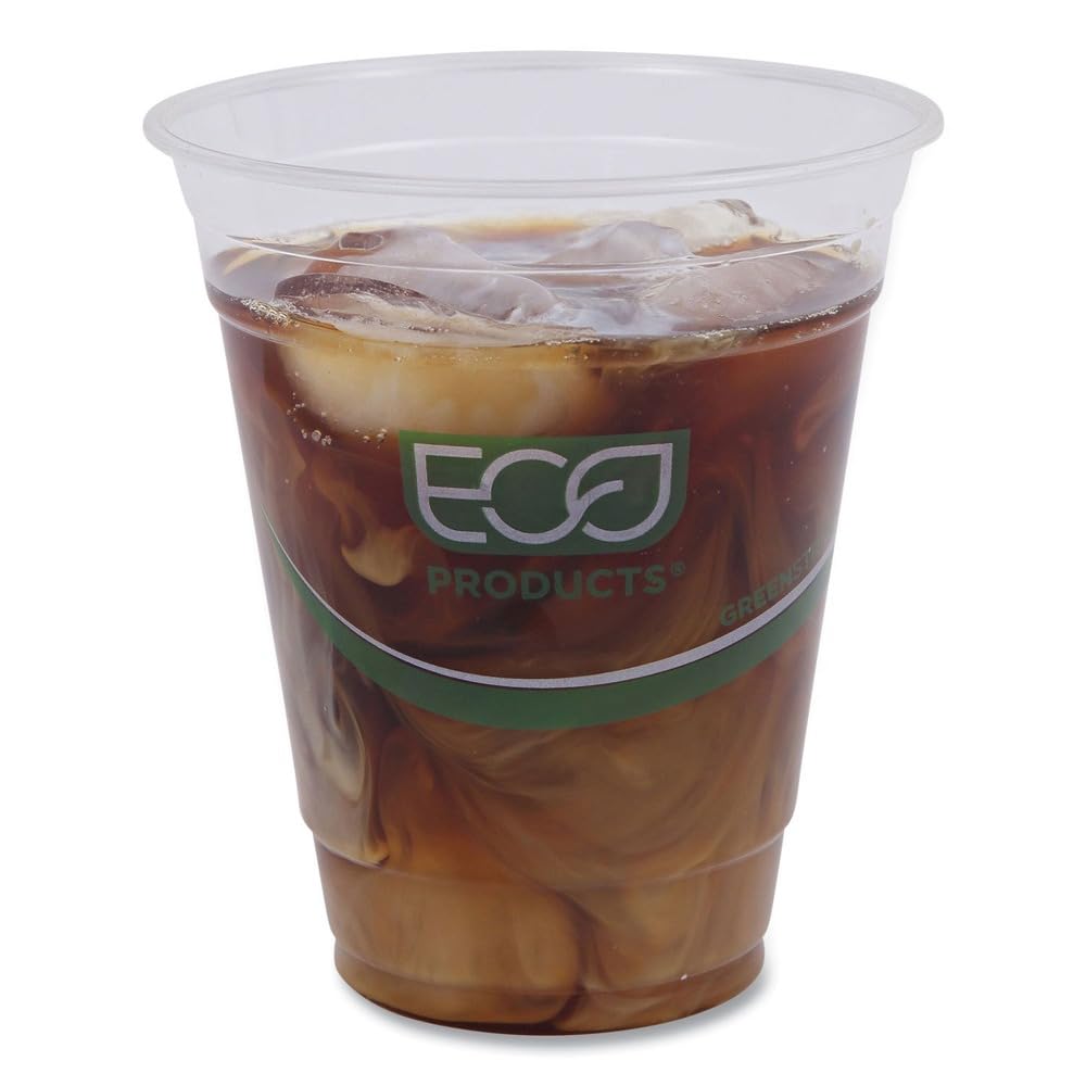 GreenStripe Renewable & Compostable Cold Cups - 12oz. by ECO PRODUCTS – 12 ounces, Plastic, Clear, Pack of 1000, Model ECP EP-CC12-GS