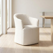 Solid Wood Upholstered Dining Chair with Castors by Starlight Canyon Home – Solid Hardwood,Plywood, White