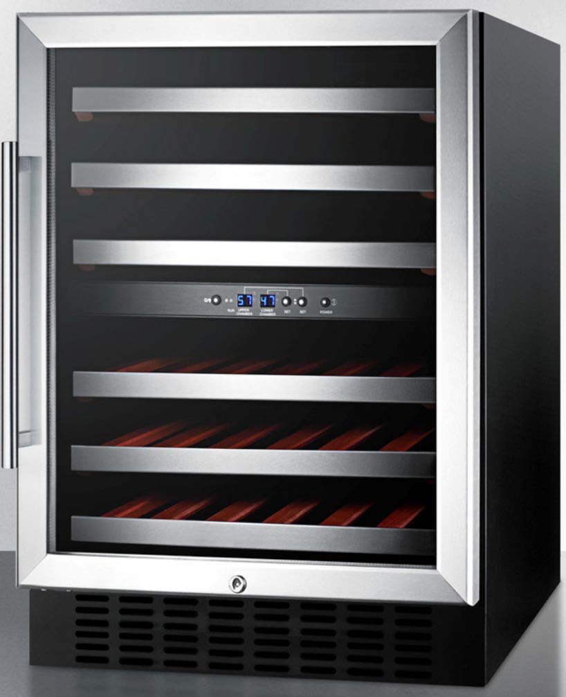 Commercially Approved Dual Zone Built-In Wine Cellar with Glass Door by Summit Appliance – 34500.0 milliliters, Stainless Steel, Model SWC530BLBIST
