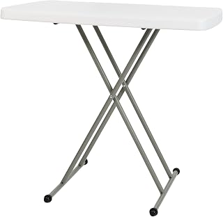 Flash Furniture 30" Adjustable Granite White Plastic Folding Table | Lightweight, Easy Storage, Commercial Grade