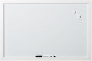 MasterVision Solid White Magnetic Dry Erase Board, Wall Mounting Whiteboard for Your Home, 24" x 18", White Wood Frame