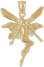 14k Yellow Gold Fairy Pendant, Made in USA