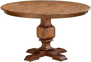 Furnifact Solid Wood Round Dining Table with Pedestal Base, Circle Kitchen Table and Wooden Dining Room Table for Small Spaces