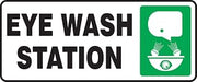 Accuform MFSD590VA Aluminum Safety Sign, Legend "Eye WASH Station" with Graphic, 7" Length x 17" Width, Green/Black on White