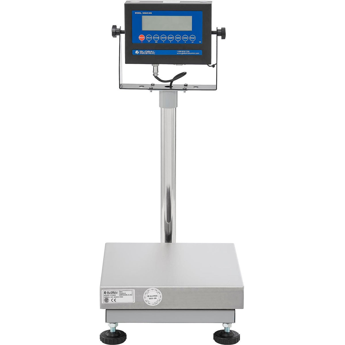 NTEP Bench Scale with LCD Display by Global Industrial – Steel Frame/Stainless Steel Pan, Silver, Model OP-915-1212-100 LCD-PL