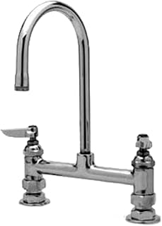 T&S Brass B-0320-M Double Pantry Faucet, Deck Mount, 8" Centers, Rigid Gooseneck, Lever Handles (Pack of 6)