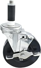 BK Resources 5" Hard Rubber 1" Expanding Stainless Steel Stem Swivel Caster for Work Tables with Top Lock Brake, NSF, 300lb Capacity Per Wheel