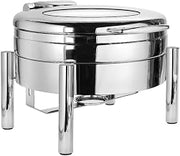 3999GPL Jazz Rock Collection 4 Quart Induction Chafer, Round, Hotel Grade with Full Glass Hinged Cover & Pillar'd Style Base