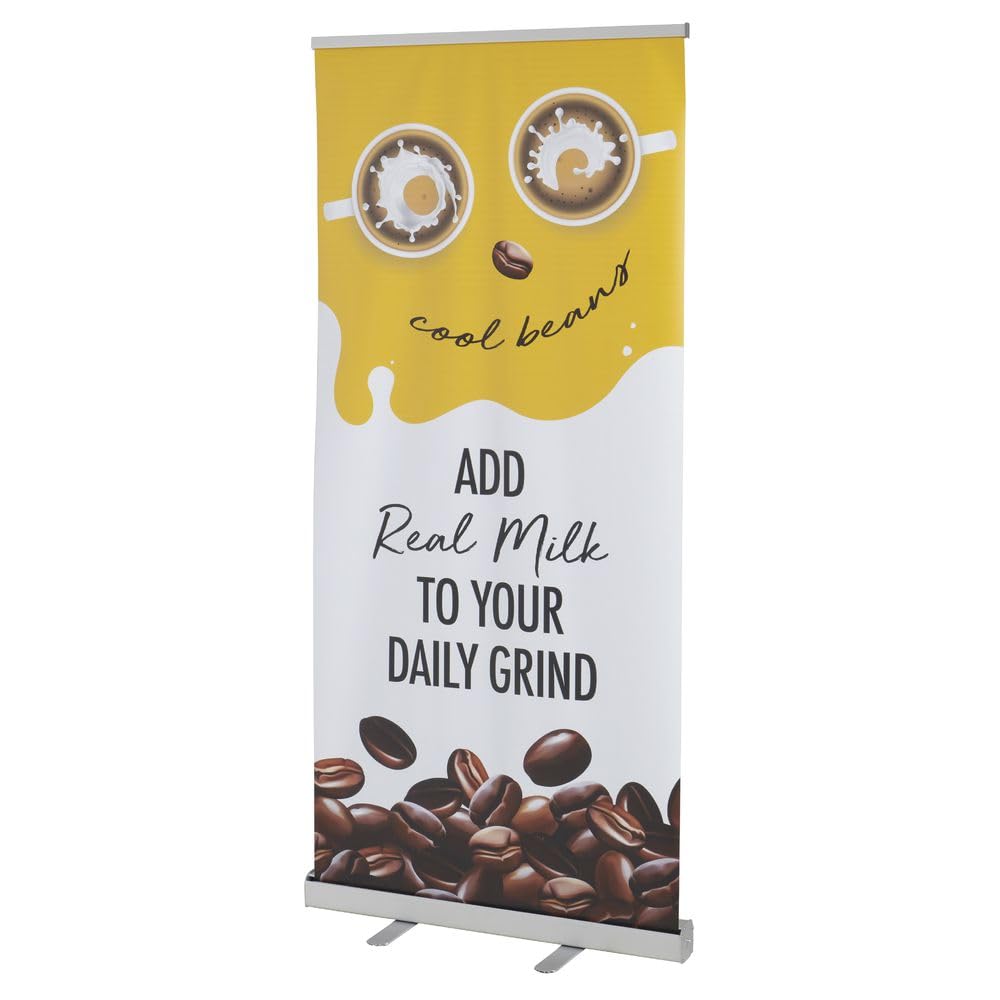 Retractable Banner Stand - 79" L x 33" W by HUBERT – Black