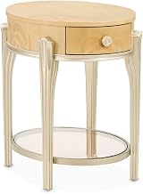 Caramel Camellia Field Oval End Table with Drawer, Stylish Living Room Accent, Modern Design, Durable Construction, Versatile and Space-Saving
