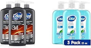 Dial Men 3in1 Body, Hair and Face Wash, Ultimate Clean, 69 fl oz (3-23 fl oz Bottles) & Body Wash, Refresh & Renew Spring Water, 23 fl oz (Pack of 3)