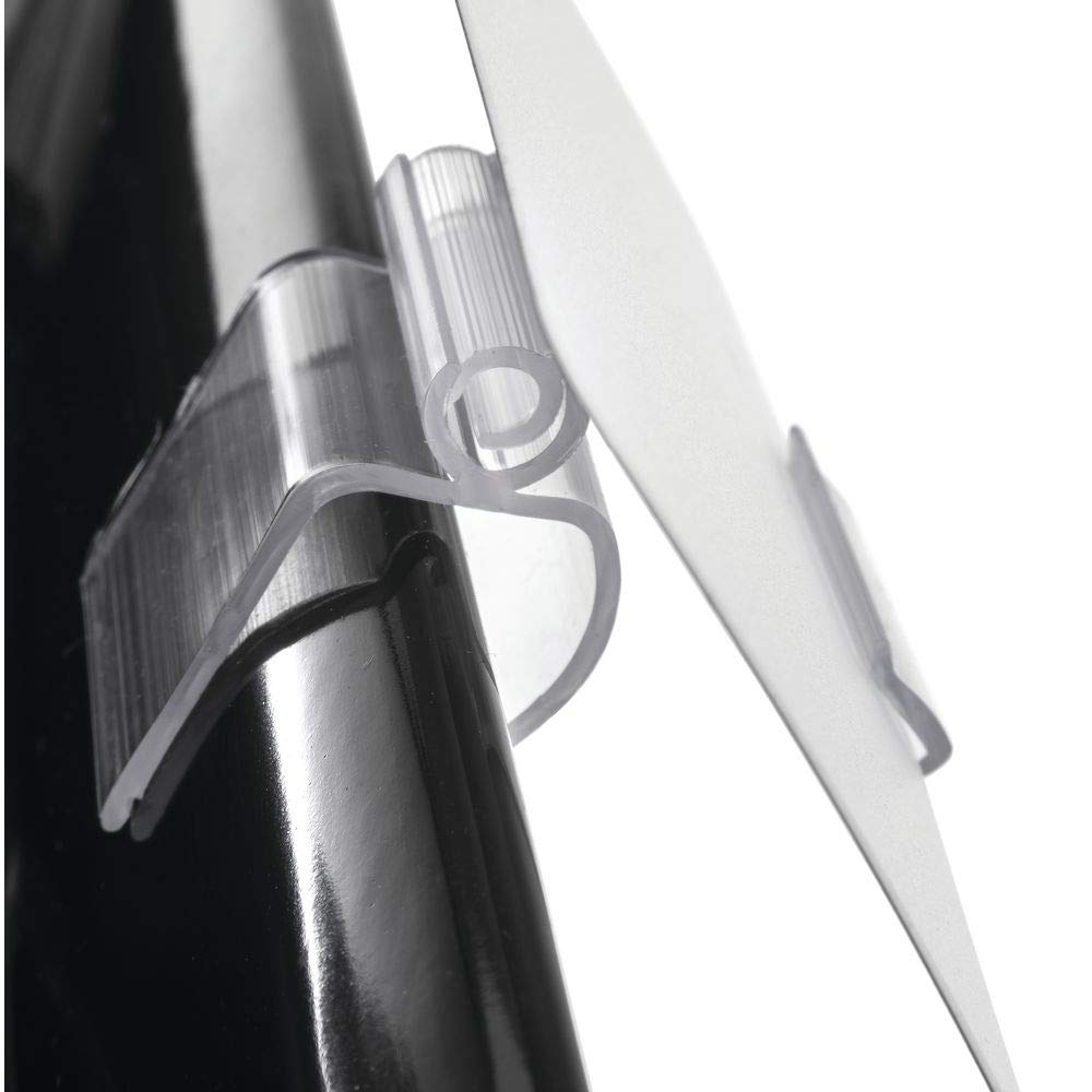 Clear Low-Profile Ratchet Style Sign Holder - 1"L by HUBERT – Polycarbonate, Clear, Pack of 25, Model 109069