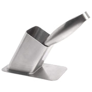 Stainless Steel Closed Bottom Tong Holder - 3 3/10"W x 5 3/4"D x 4"H by HUBERT – Stainless Steel, Gray, Model SSTH-6X3X4
