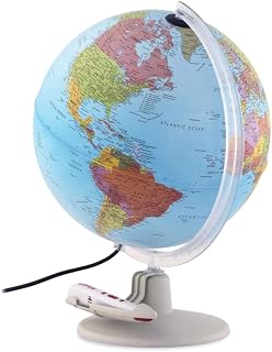 Waypoint Geographic Parlamondo Interactive Talking Globe, 12" Diameter Illuminated Globe with Games, Rechargeable Talking Pen, USB Cord and Power Plug