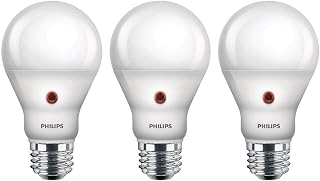 PHILIPS LED Dusk-To-Dawn Outdoor A19 Light Bulb, Flicker-Free, 800 Lumen, Soft White Light (2700K), 8W=60W, E26 Base, 3-Pack