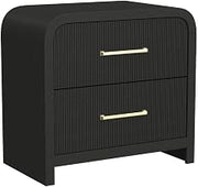 Woodridge 2-Drawer Nightstand with USB in Black with Grain
