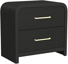 Woodridge 2-Drawer Nightstand with USB in Black with Grain