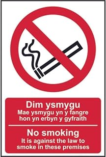 NOSMOKING ITIS AGAINSTLAWTO SMOKE PREMISES ENG/WELSH Site Safety Metal Sign 12x16 Inch Notice Danger Warning Caution for Outdoor & Indoor