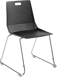 National Public Seating NPS LuvraFlex Stack Chair with Black Polypropylene Back/Seat, Chrome Frame