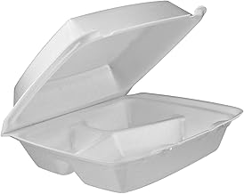 DART - DRC85HT3 Dart 85HT3R Med Perforated 3 Comp Foam Hinged Container, 8.5 in (Case of 200)