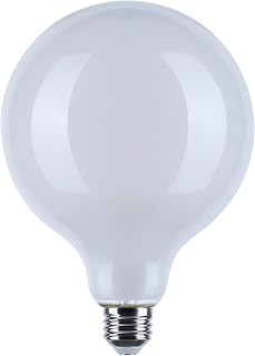 Satco S12156 8W LED G40 Globe Bulb, Warm Dimming 3000K-2000K, 800 Lumens, 90 CRI, 60W Replacement, White Globe, E26 Medium Base, Enclosed Fixture Rated, Dimmable, 120 Volt