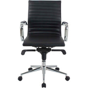 Bonded Leather Conference Chair by Global Industrial – Aluminum, Black, Model 9250M-ANT