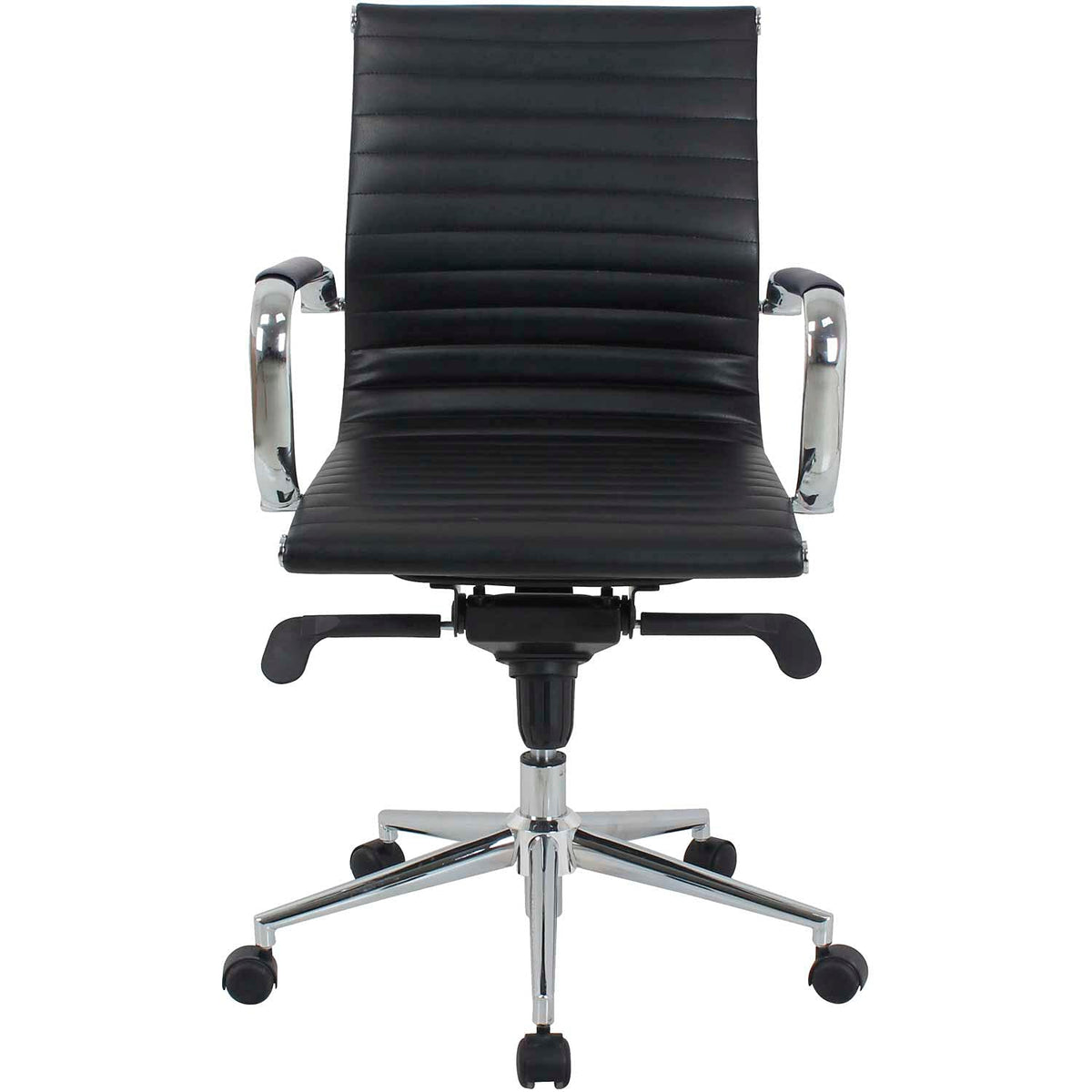 Bonded Leather Conference Chair by Global Industrial – Aluminum, Black, Model 9250M-ANT