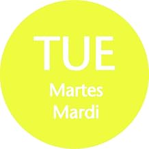 Tuesday Labels Yellow Day of The Week Dots Tri-Lingual - 3/4" Dia 1000 Per Roll