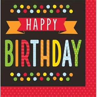Creative Converting 317366 Polka Dot Birthday 2-ply Lunch Paper Napkins, Multicolor, 6.5", 16 Ct.