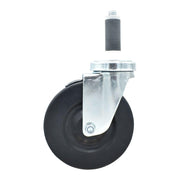 BK Resources 5" Hard Rubber 1" Expanding Stem Swivel Caster for Work Tables with Top Lock Brake – 5", Silver, Model 5SBR-1RA-HR-TLB