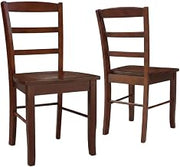 Furnifact Solid Wood Dining Chair with Ladderback Design, Set of Two Wooden Kitchen Chairs for Dining Room Table Use