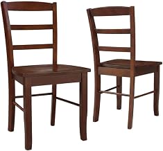Furnifact Solid Wood Dining Chair with Ladderback Design, Set of Two Wooden Kitchen Chairs for Dining Room Table Use