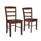Solid Wood Dining Chair with Ladderback Design by Furnifact – Wood, Espresso, Pack of 2